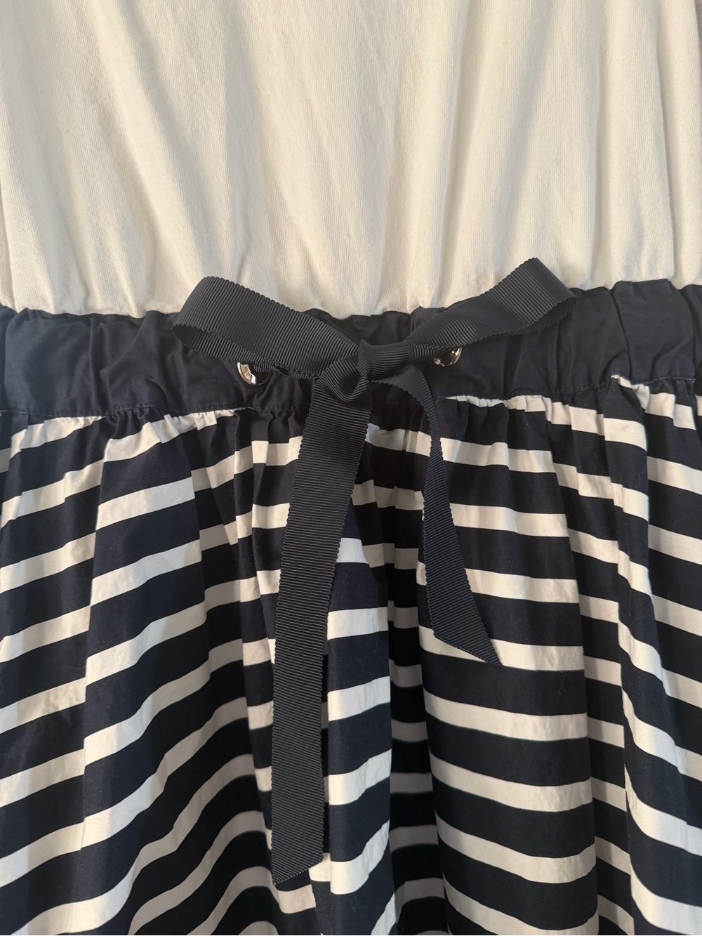 kate spade White and Navy Striped Tie-Waist Mini Dress - Picture 4 of 6